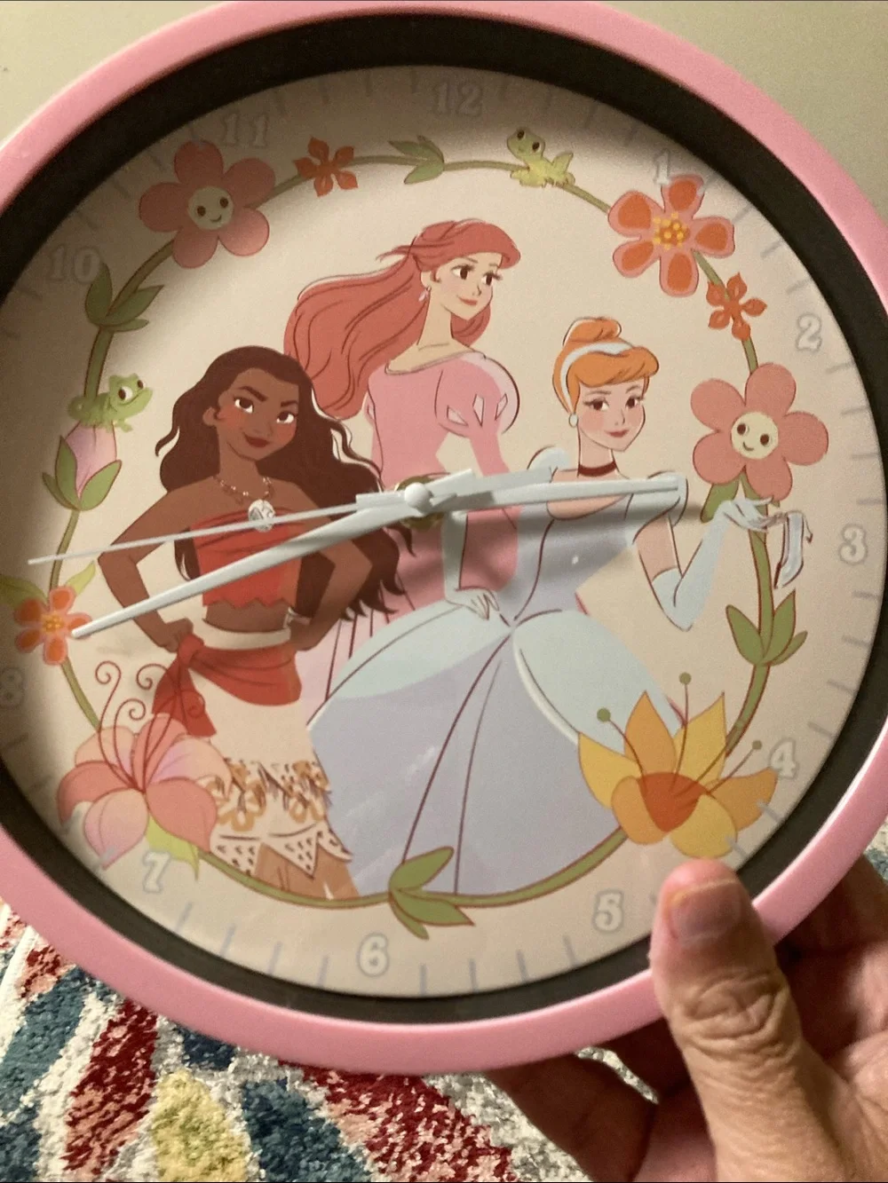 Disney Pink Princess Floral Wall Clock